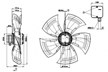 Ventilator axial EBM-Papst A8D630-AN01-01 (630 mm)